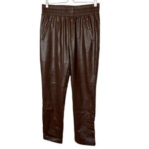 DKNY Jeans Brown Faux Leather Elastic Waist Pull On Pants Size M